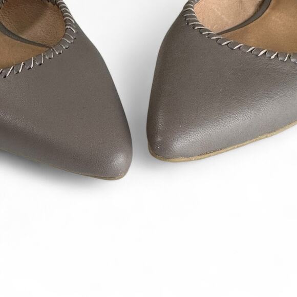 Jack Rogers Tinsley Pointed Slides Mules | Gray Whipstitch 8.5 Leather - Picture 6 of 11